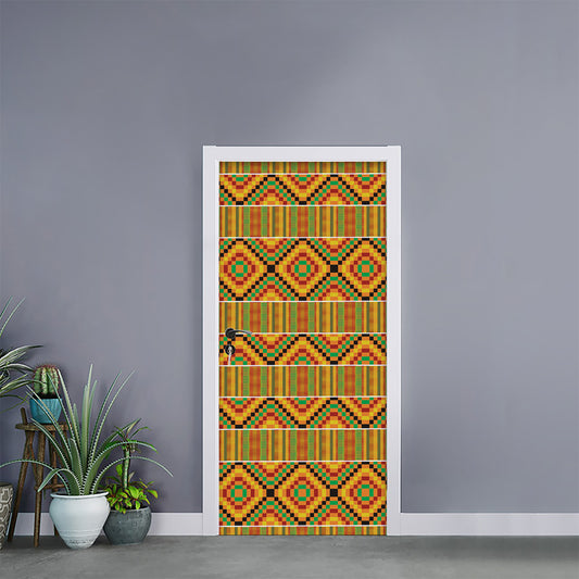 Ethnic Kente Pattern Print Door Sticker