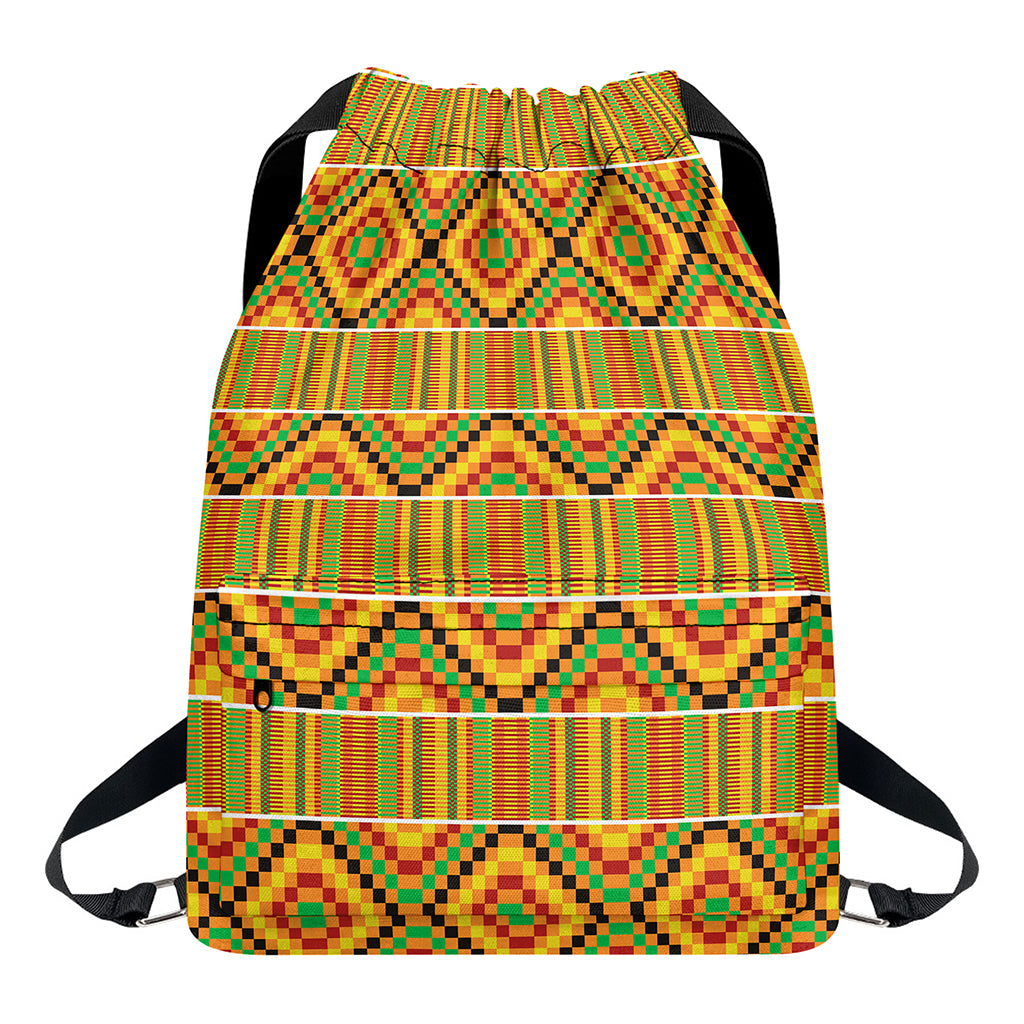 Ethnic Kente Pattern Print Drawstring Backpack