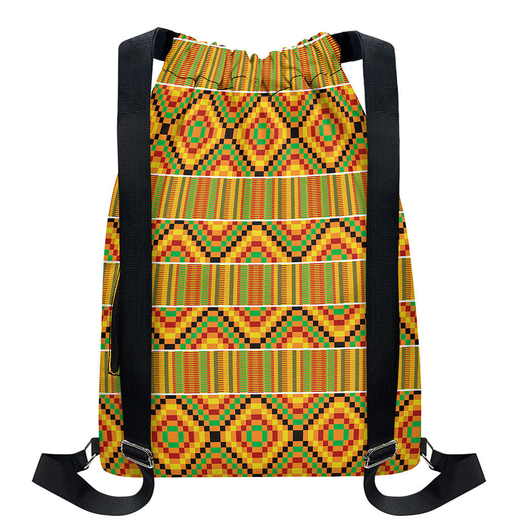 Ethnic Kente Pattern Print Drawstring Backpack