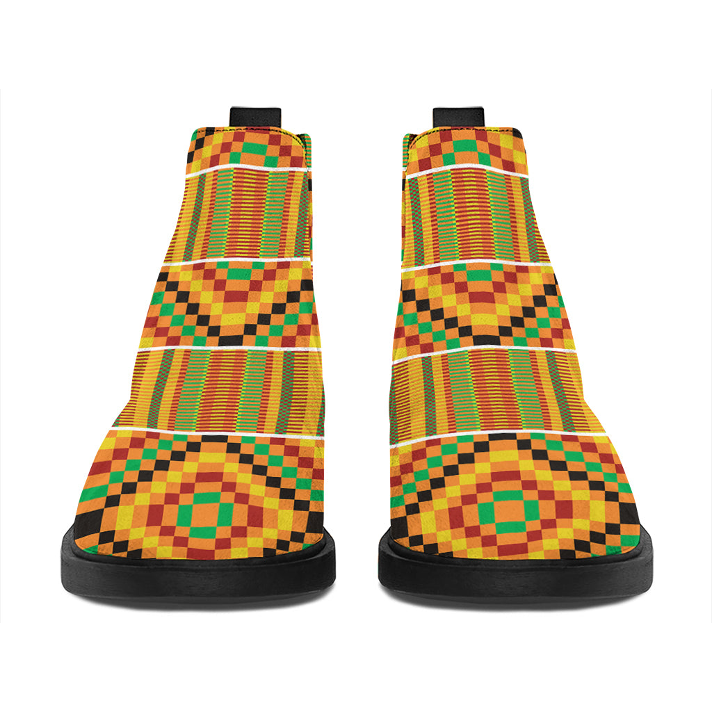 Ethnic Kente Pattern Print Flat Ankle Boots