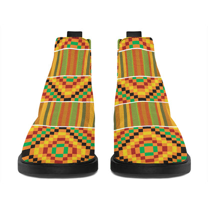 Ethnic Kente Pattern Print Flat Ankle Boots