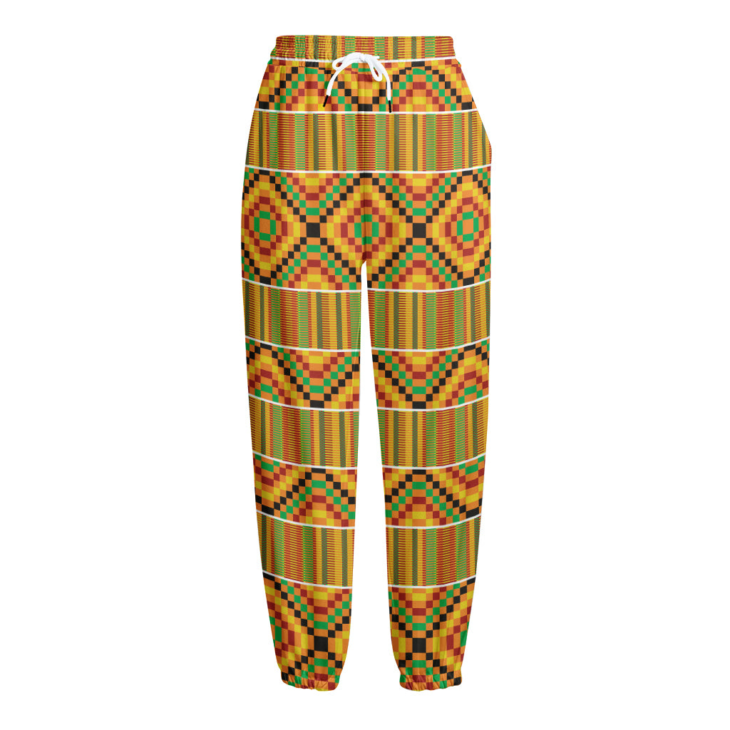 Ethnic Kente Pattern Print Fleece Lined Knit Pants