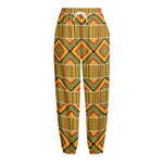 Ethnic Kente Pattern Print Fleece Lined Knit Pants