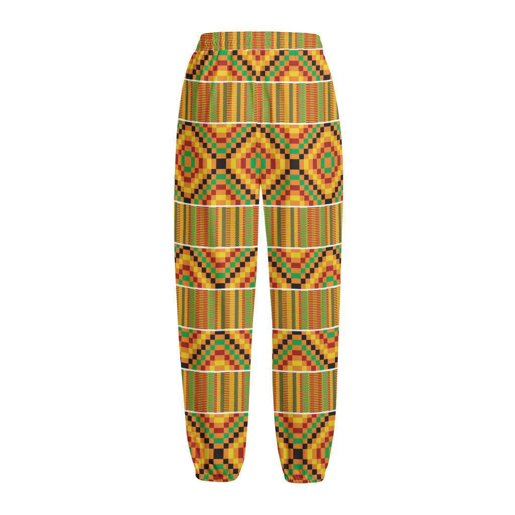 Ethnic Kente Pattern Print Fleece Lined Knit Pants