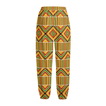 Ethnic Kente Pattern Print Fleece Lined Knit Pants
