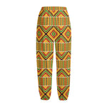 Ethnic Kente Pattern Print Fleece Lined Knit Pants