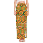 Ethnic Kente Pattern Print High Slit Maxi Skirt