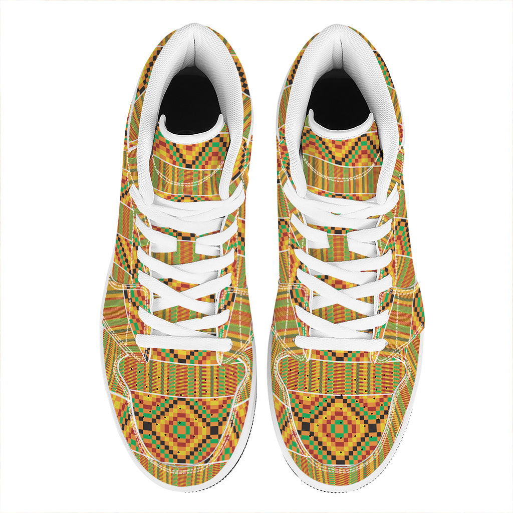 Ethnic Kente Pattern Print High Top Leather Sneakers