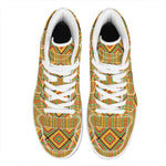 Ethnic Kente Pattern Print High Top Leather Sneakers