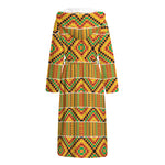 Ethnic Kente Pattern Print Hooded Bathrobe