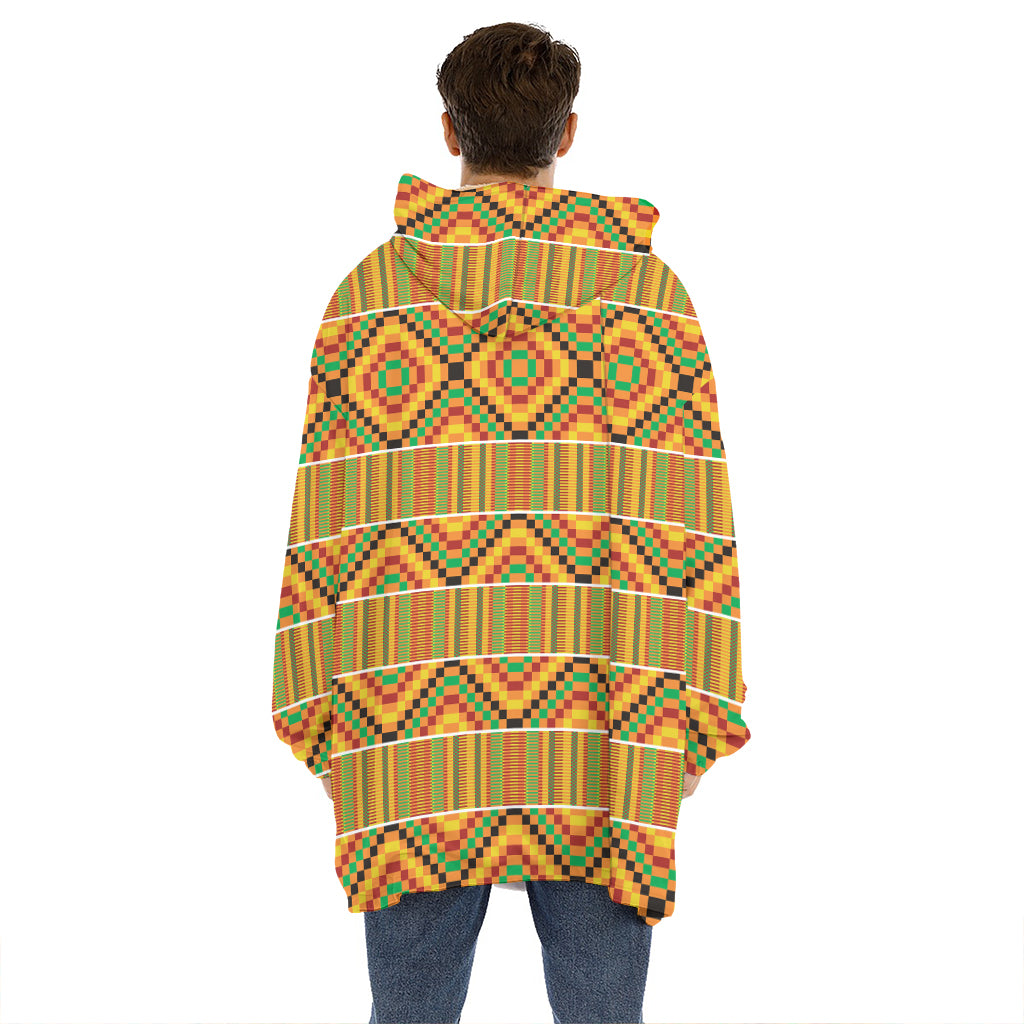Ethnic Kente Pattern Print Hoodie Blanket