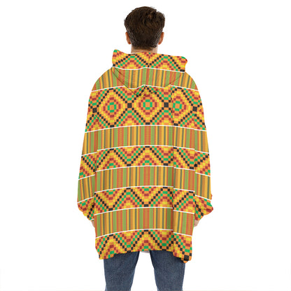 Ethnic Kente Pattern Print Hoodie Blanket