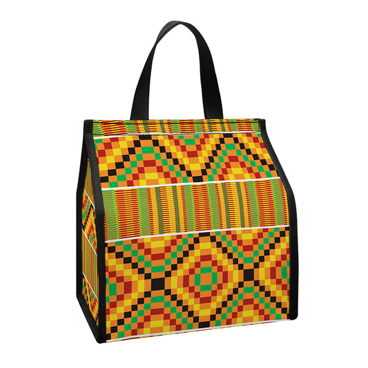 Ethnic Kente Pattern Print Insulated Lunch Tote