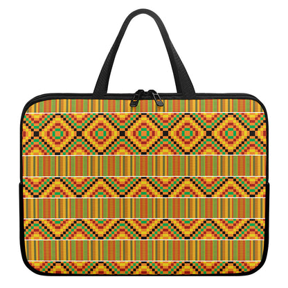 Ethnic Kente Pattern Print Laptop Sleeve With Handle