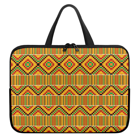 Ethnic Kente Pattern Print Laptop Sleeve With Handle