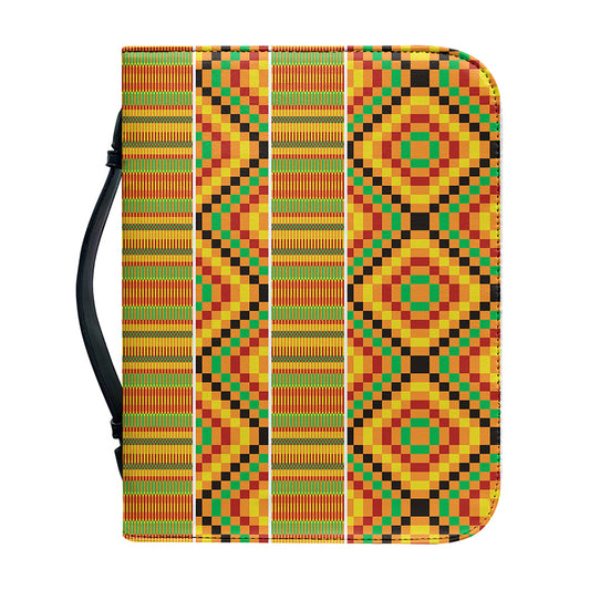 Ethnic Kente Pattern Print Leather Bible Cover