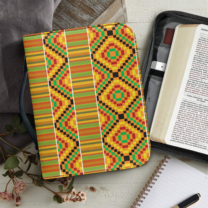 Ethnic Kente Pattern Print Leather Bible Cover
