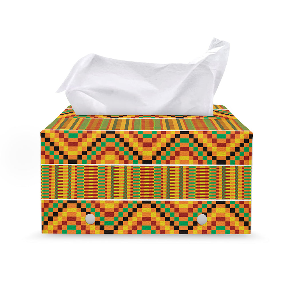 Ethnic Kente Pattern Print Leather Tissue Box Cover
