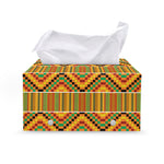 Ethnic Kente Pattern Print Leather Tissue Box Cover