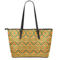 Ethnic Kente Pattern Print Leather Tote Bag With Zipper