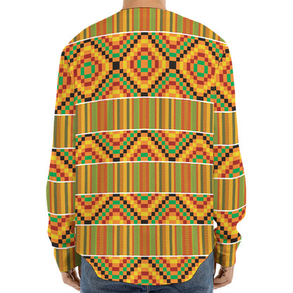 Ethnic Kente Pattern Print Long Sleeve Baseball Jersey