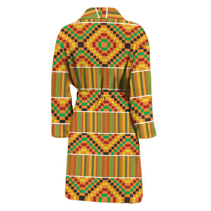 Ethnic Kente Pattern Print Men's Bathrobe