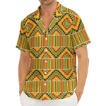 Ethnic Kente Pattern Print Men's Deep V-Neck Shirt