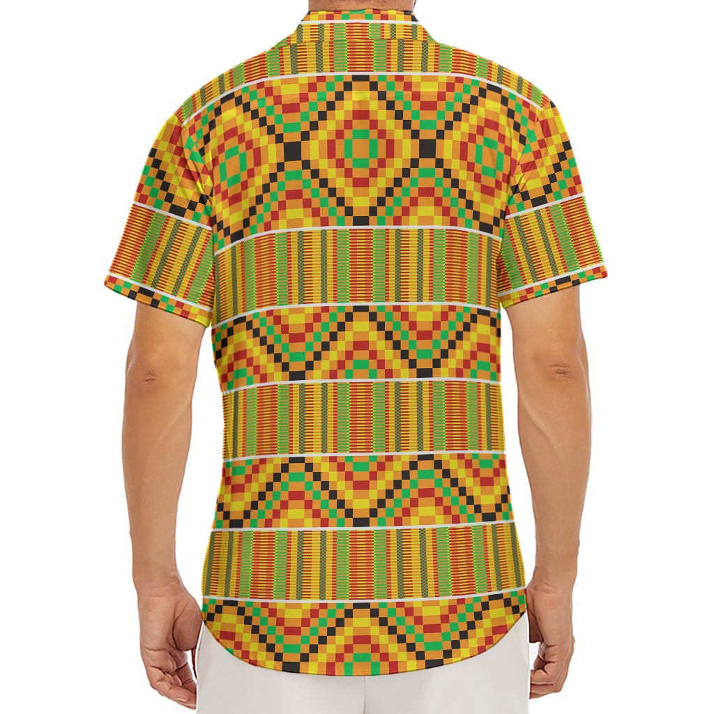 Ethnic Kente Pattern Print Men's Deep V-Neck Shirt