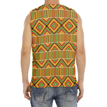 Ethnic Kente Pattern Print Men's Fitness Tank Top