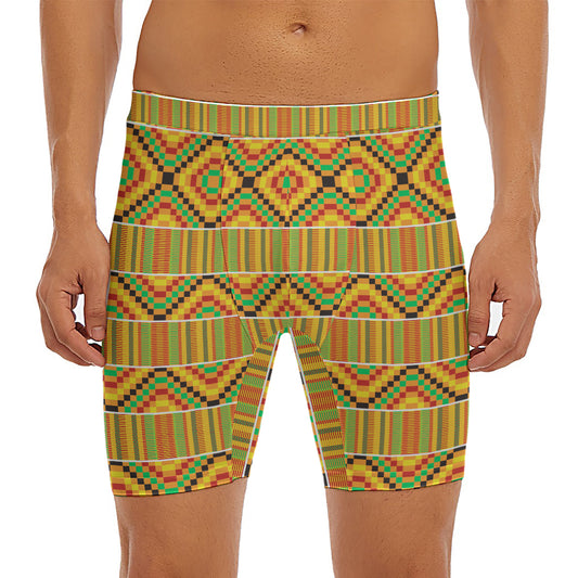 Ethnic Kente Pattern Print Men's Long Boxer Briefs