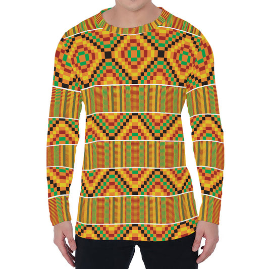 Ethnic Kente Pattern Print Men's Long Sleeve T-Shirt