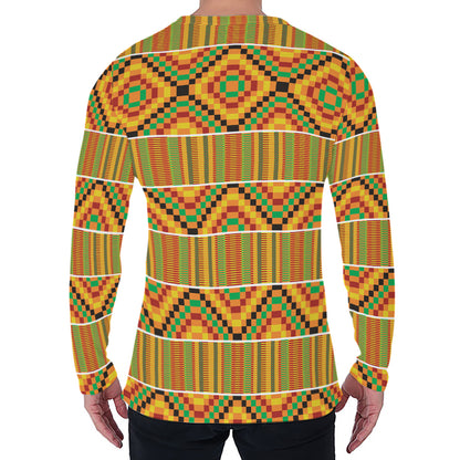 Ethnic Kente Pattern Print Men's Long Sleeve T-Shirt