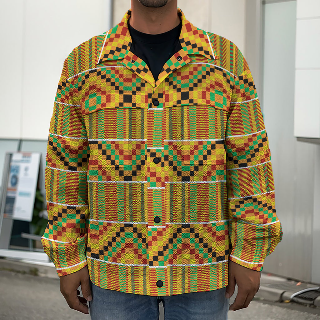 Ethnic Kente Pattern Print Men's Shirt Jacket