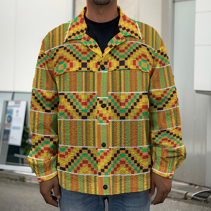 Ethnic Kente Pattern Print Men's Shirt Jacket