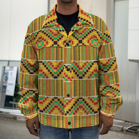 Ethnic Kente Pattern Print Men's Shirt Jacket