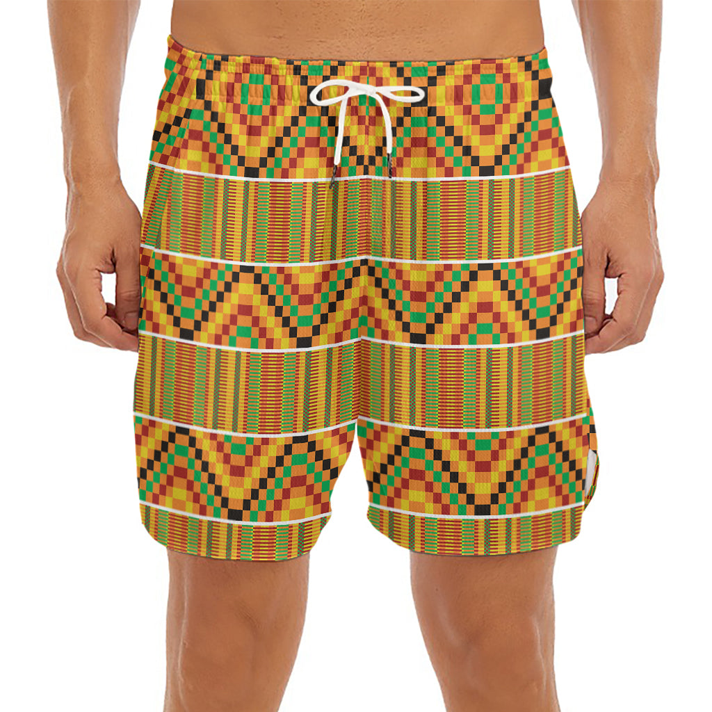 Ethnic Kente Pattern Print Men's Split Running Shorts