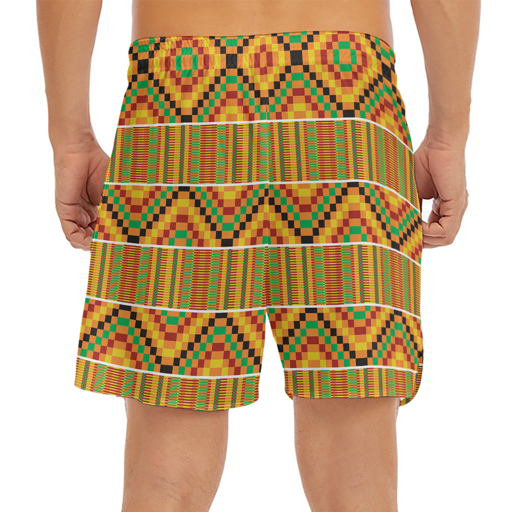 Ethnic Kente Pattern Print Men's Split Running Shorts