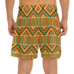 Ethnic Kente Pattern Print Men's Split Running Shorts