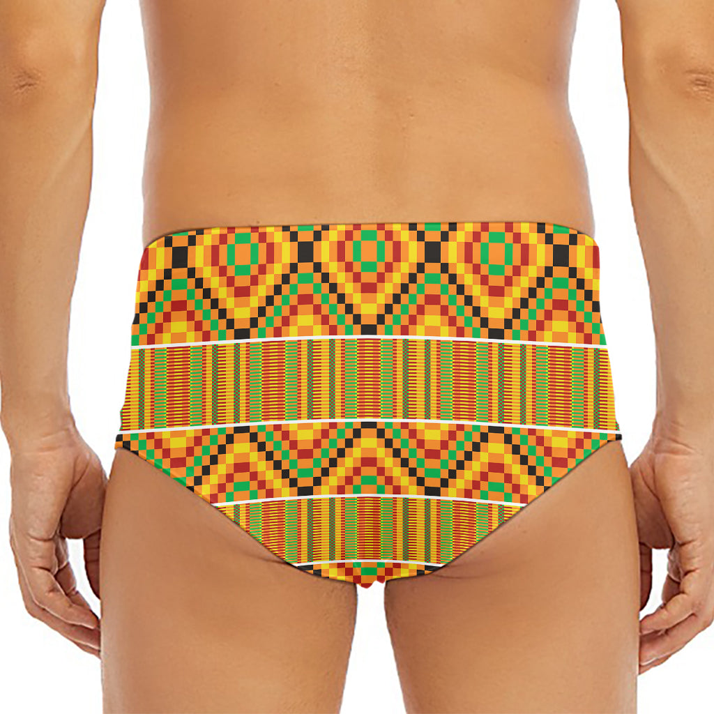 Ethnic Kente Pattern Print Men's Triangle Swim Briefs