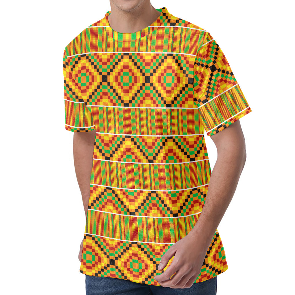 Ethnic Kente Pattern Print Men's Velvet T-Shirt