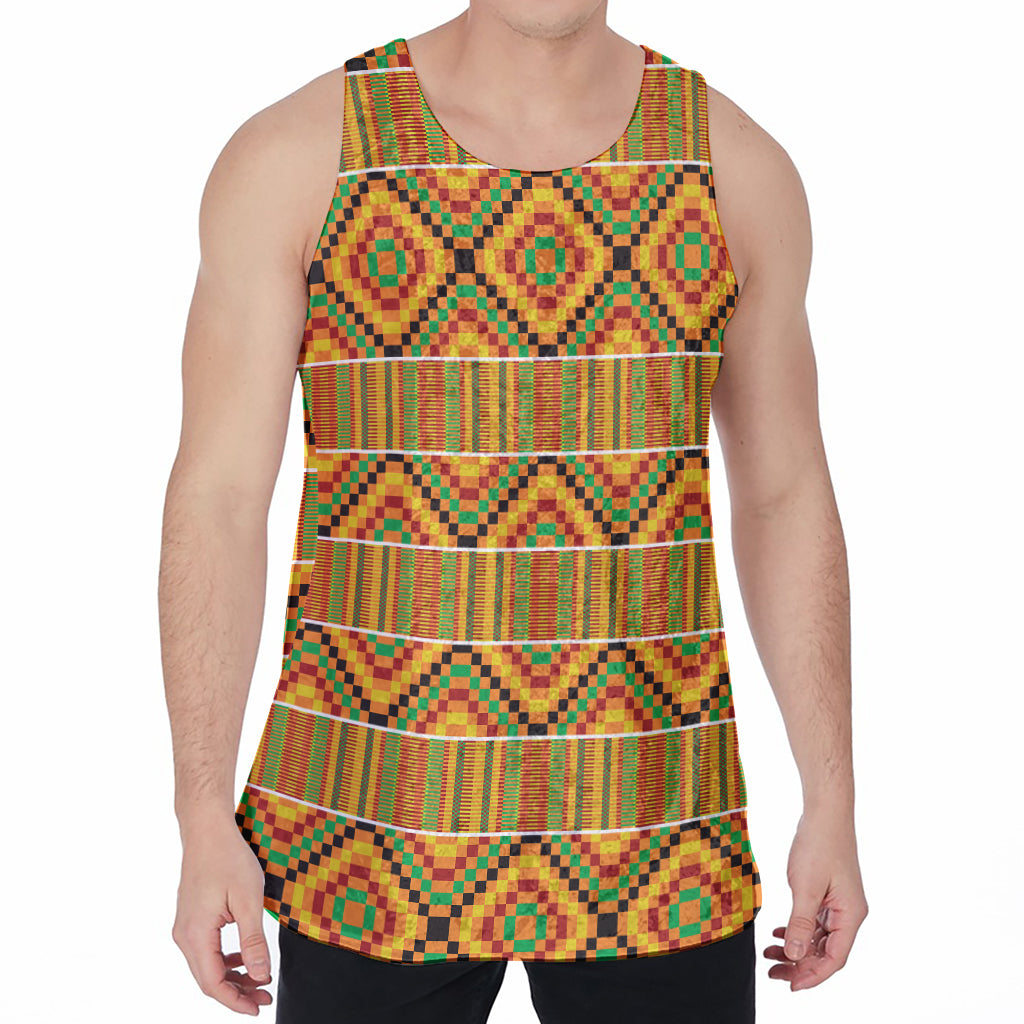 Ethnic Kente Pattern Print Men's Velvet Tank Top