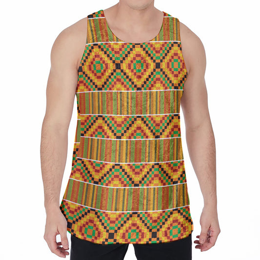 Ethnic Kente Pattern Print Men's Velvet Tank Top
