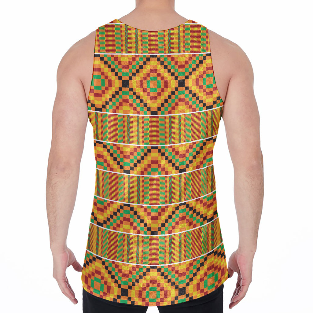 Ethnic Kente Pattern Print Men's Velvet Tank Top