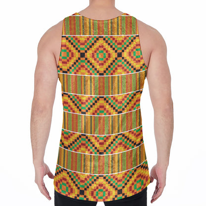 Ethnic Kente Pattern Print Men's Velvet Tank Top