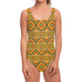 Ethnic Kente Pattern Print One Piece Swimsuit