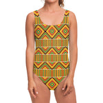 Ethnic Kente Pattern Print One Piece Swimsuit