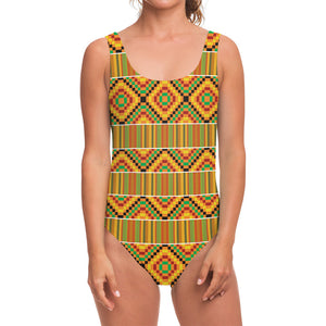 Ethnic Kente Pattern Print One Piece Swimsuit