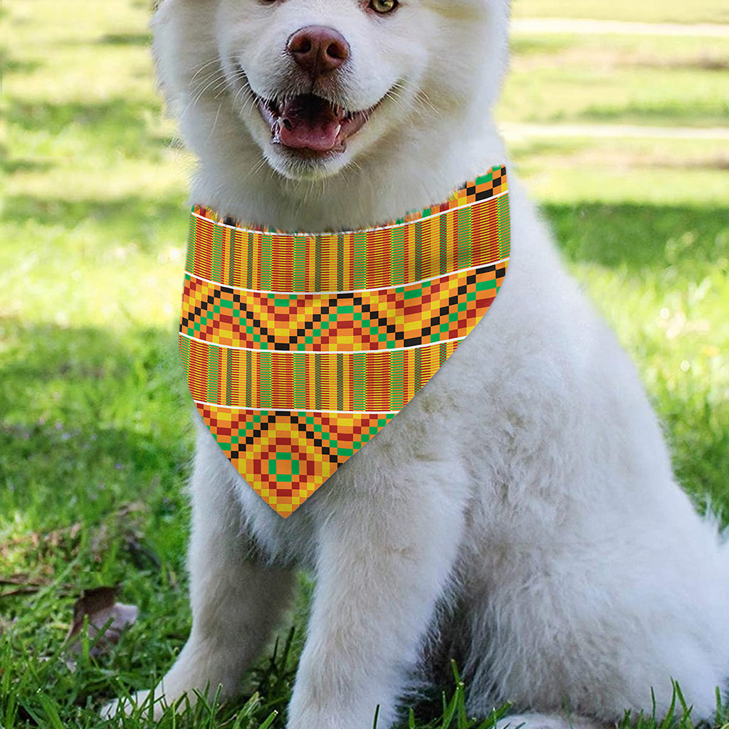 Ethnic Kente Pattern Print Over The Collar Dog Bandana