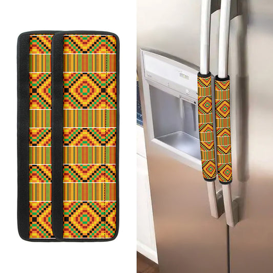 Ethnic Kente Pattern Print Refrigerator Handle Covers