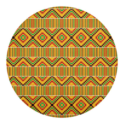 Ethnic Kente Pattern Print Round Blanket
